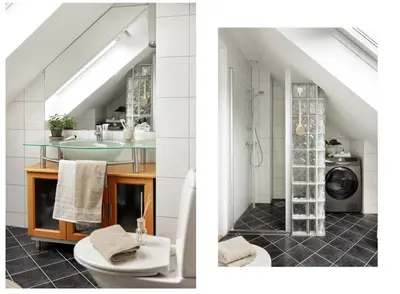 a bathroom with a sink and a toilet at Relaxed apartment with a view in Bergen
