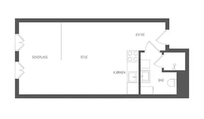 a floor plan of a house at Studio apartment in city center in Bergen