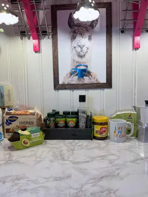 a picture of a moose on the wall in a room at Authentic top floor pearl in the city Center in Ålesund