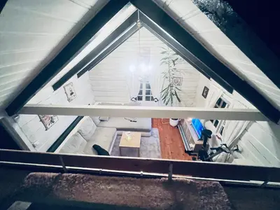 an overhead view of a living room in a house at Innvik Hytte Anna in Stryn