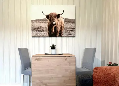 a picture of a bull with horns on a wall at Apartment centrally located in Bud in Bud