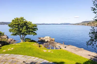 a view of a large body of water at Bright and cozy 2-bedroom apartment in Bergen