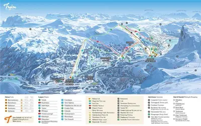 a map of a ski resort in the snow at Norsk laftehytte Filefjell I 123 kvm I10 sengeplasser I 2 stuer in Borgund