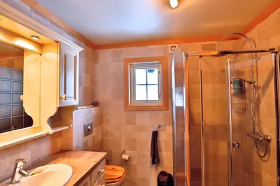 a bathroom with a shower and a sink at Relax And Unwind At Slettero-A Cozy Family Getaway in Beitostøl