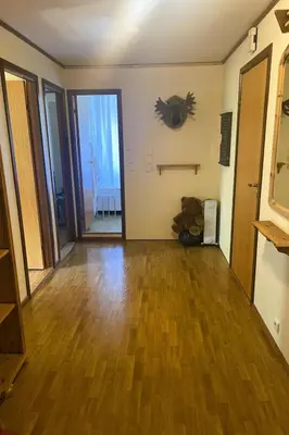 an empty room with a hard wood floor and a door at Holiday Home Fjordtraum by Interhome in Balestrand