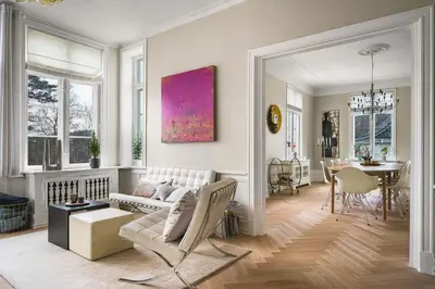 a living room with a couch and a table at NEW Listing! Unique Villa in Bergen in Bergen