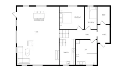 a floor plan of a house at Look at this view! 3 BR house overlooking Hardangerfjorden in Kvam