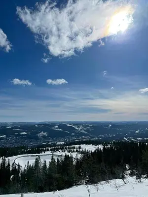a view from the top of a snow covered mountain at Loft Apartment With Ski Access In Trysil in Trysil