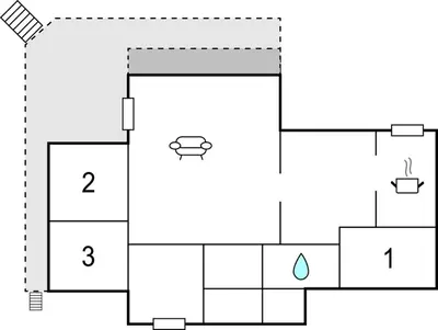 a floor plan of a bathroom at Holiday Home Hol With A Fireplace 02 in Hovet
