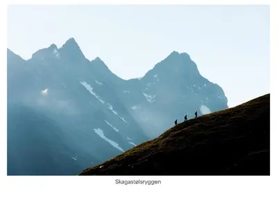 a group of people standing on top of a mountain at Turtagrø Hotel in Fortun