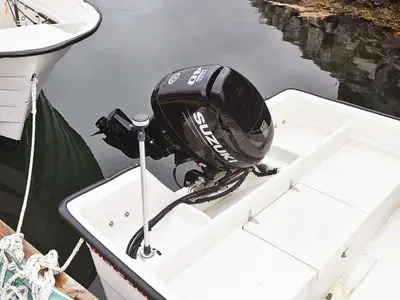 a helmet on the bow of a boat in the water at 5 person holiday home in Selje-By Traum in Selje