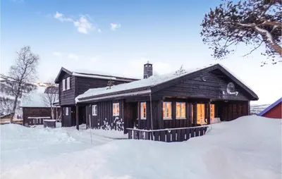 a house covered in snow with snow around it at Pet Friendly Home In Hovden With Sauna in Hovden