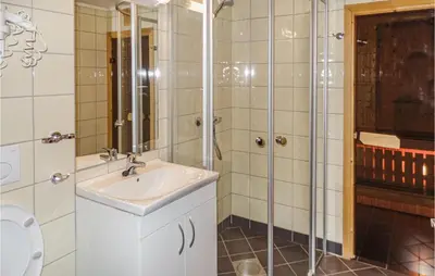 a bathroom with a sink and a shower at Gorgeous Apartment In Hemsedal in Hemsedal