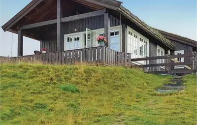 a house on top of a grassy hill at Amazing Home In Kvam With Kitchen in Kvam