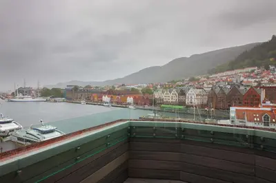 a view of a city with a river and buildings at Scandic Torget Bergen in Bergen