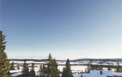 a view of a snow covered field with trees at Three-Bedroom Holiday Home In Sjusjoen in Sjusjøen