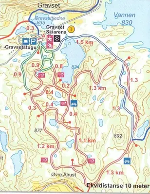 a detailed map of a map at Storehorn Apartments in Hemsedal