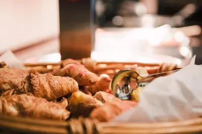 a plate of food on a table at Vågslidtun Hotel in Vågsli