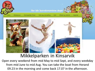 a page of a website with a picture of a girl jumping on a inflatable at Apartment in Herand, Hardanger in Herand