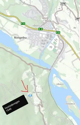 a map showing the approximate location of the accident at Lille Randklev Gæstehus in Ringebu