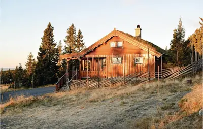 an old wooden house on a hill with trees at Two-Bedroom Holiday Home In Sjusjoen in Sjusjøen