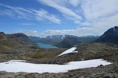 a view from the summit of a mountain at Northern gate Besseggen - Cottage no 17 in Besseggen Fjellpark Maurvangen in Maurvangen