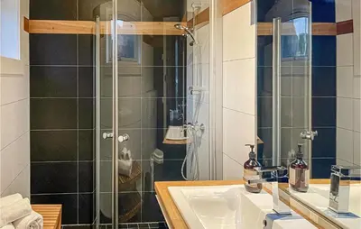 a bathroom with a shower and a sink at 5 Bedroom Cozy Home In Hemsedal in Hemsedal