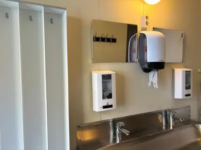 a bathroom with a sink and a mirror at Winjum Cabin Aurland Stegastein in Aurland