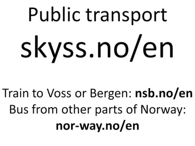 a sign that says public transport skis noen train tooss or berger at Siloen - cosy apartment in Herand in Herand