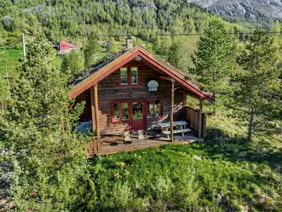 an overhead view of a log cabin in the woods at Holiday Home Lona by Interhome in Viksdalen