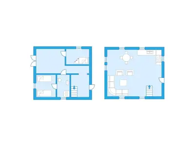 two views of the floors of a two storey house with ground floor plan at Holiday Home Tufto by Interhome in Lunde
