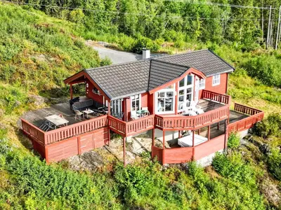 an overhead view of a house with a deck at Holiday Home Elistova by Interhome in Onarheim
