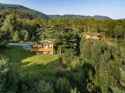 an aerial view of a house in the mountains at Holiday Home Granlien by Interhome in Gjølanger