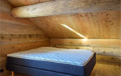 a room with a bed in a wooden cabin at Pet Friendly Home In Hovden I Setesdal in Hovden
