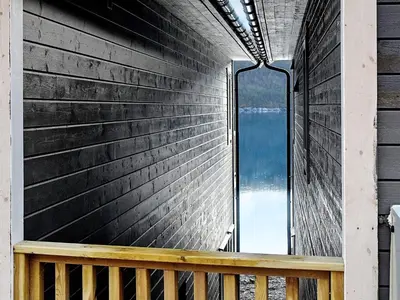 a window on the side of a building at 6 person holiday home in VATNE in Vatne
