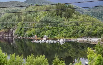 a view of a river with boats in it at Beautiful Apartment In Årland With Wifi in Hålland
