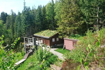a cabin in the middle of a forest at Cottage - Sleeps 6 - Parking - Patio in Ytteroy