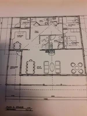 a sketch of a plan of a house at Beitostølen Hytter in Beitostøl