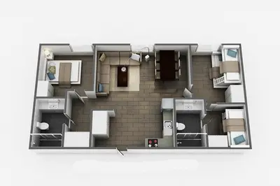 a rendering of a floor plan at Skitorget Apartments in Trysil