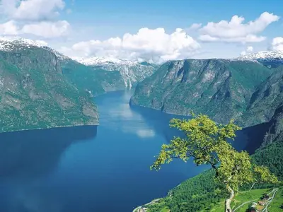 a view of a large body of water between mountains at 2 person holiday home in STRYN-By Traum in Stryn