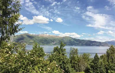 a view of a large body of water with trees at Holiday Home Balestrand Stokkabø in Balestrand