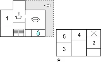 a block diagram of a bathroom with four toilets at Amazing Home In Olden With Wifi in Olden