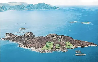 a drawing of an island in the water at Holiday Home Kvamsøy Storholmen in Sandvik
