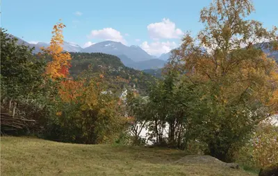 a view of a valley with trees and a river at Idavolden in Stangvik