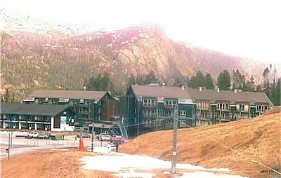 a group of buildings in front of a mountain at Gorgeous Apartment In Hemsedal in Hemsedal