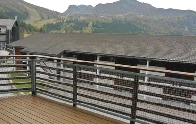 a balcony of a house with a view of a mountain at Gorgeous Apartment In Hemsedal in Hemsedal