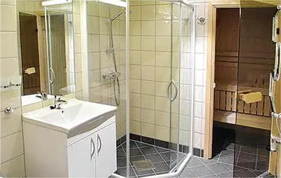 a bathroom with a sink and a shower at Nice Apartment In Hemsedal With Sauna in Hemsedal