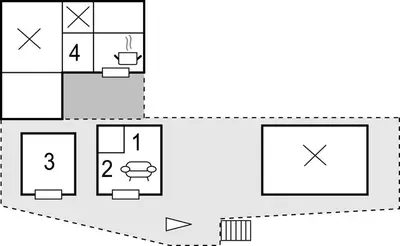a schematic diagram of a house with dimensions at 2 Bedroom Cozy Home In Øydegard in Nastad