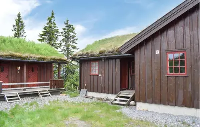 a couple of buildings with a grass roof at 3 Bedroom Awesome Home In Svingvoll in Svingvoll