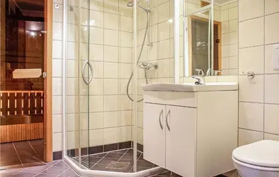 a bathroom with a sink and a shower at Cozy Apartment In Hemsedal With Sauna in Hemsedal